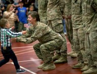 Toddler ignores military protocol, hugs mom